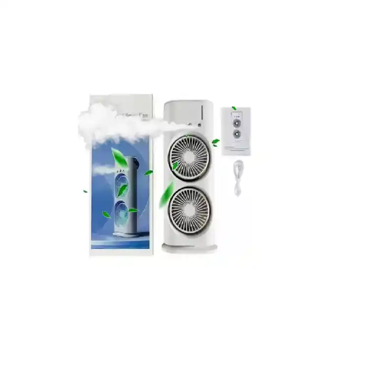 Ventilador Doble Cabezal Portatil Recargable Humidificador