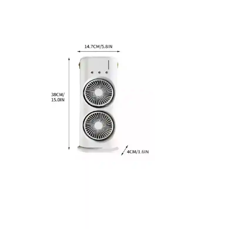 Ventilador Doble Cabezal Portatil Recargable Humidificador