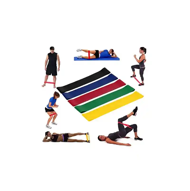 Kit 5 Bandas Elásticas Entrenamiento Gimnasia Fisioterapia