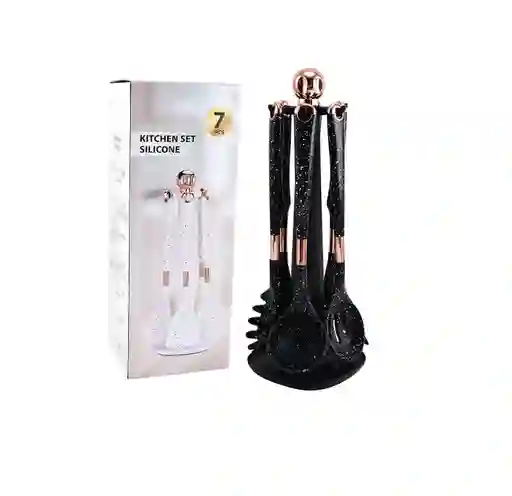 Set De Utensilios De Cocina De 7 Piezas Silicona Con Soporte
