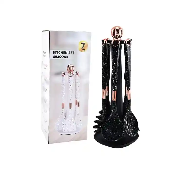 Set De Utensilios De Cocina De 7 Piezas Silicona Con Soporte