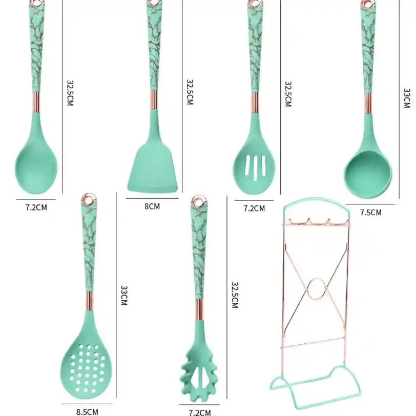 Set De Utensilios De Cocina De 7 Piezas Silicona Con Soporte
