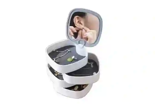 Joyero Giratorio Multifuncional Con Espejo Almacenador Accesorios Portatil