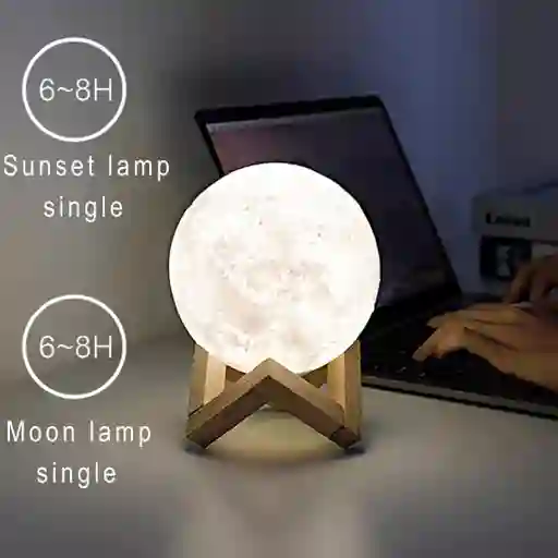 Lámpara Luna 15cm Recargable – Con Control Remoto Y Cambio De Color