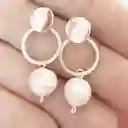 Aretes Disco Y Argolla De Plata Con Perla