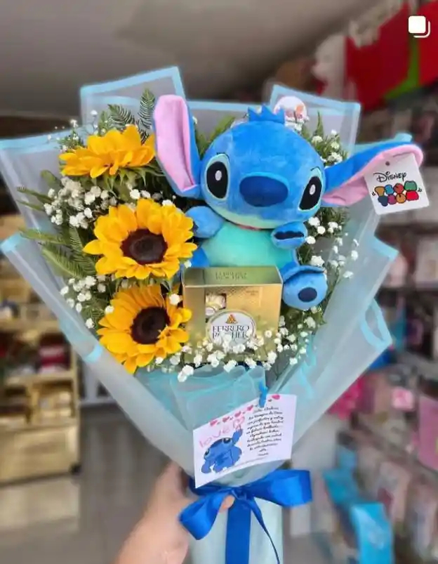 Ramo De Flores Con Girasoles Y Peluche (arreglo Floral - Regalo - Feliz Cumpleaños- Rosas )