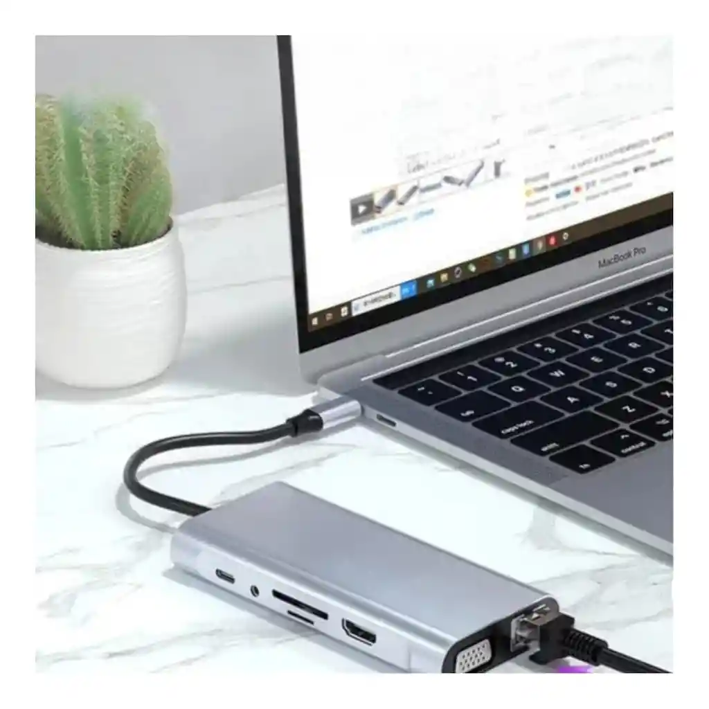 Convertidor Tipo C A Hdtv 11 En 1 /otg, Usb Hd Con 4 Puertos Usb-a Lj-49tp/hdtv11i