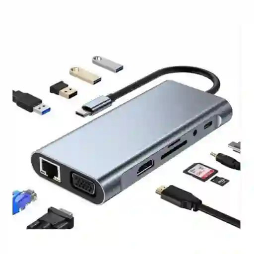 Convertidor Tipo C A Hdtv 11 En 1 /otg, Usb Hd Con 4 Puertos Usb-a Lj-49tp/hdtv11i