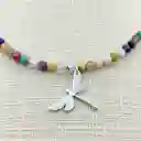 Collar Libélula De Plata Y Piedras Naturales