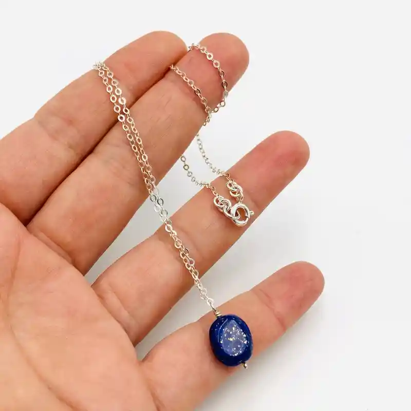 Collar Cadena De Plata Con Lapislazuli
