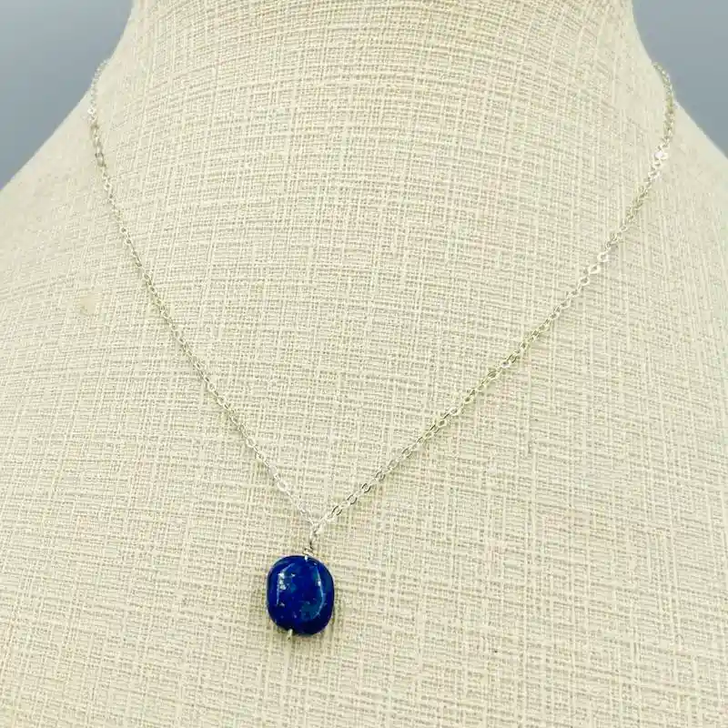 Collar Cadena De Plata Con Lapislazuli