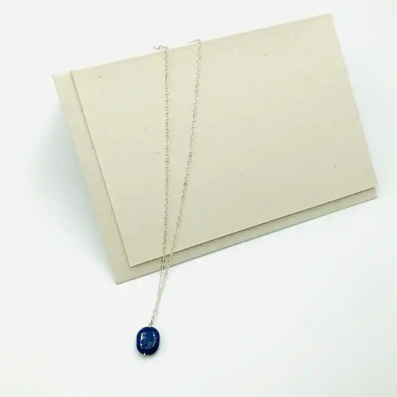 Collar Cadena De Plata Con Lapislazuli