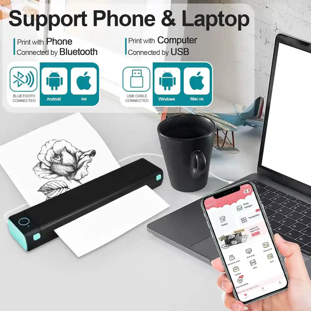 Impresora Térmica Portátil Bluetooth Recargable Tipoc M08f