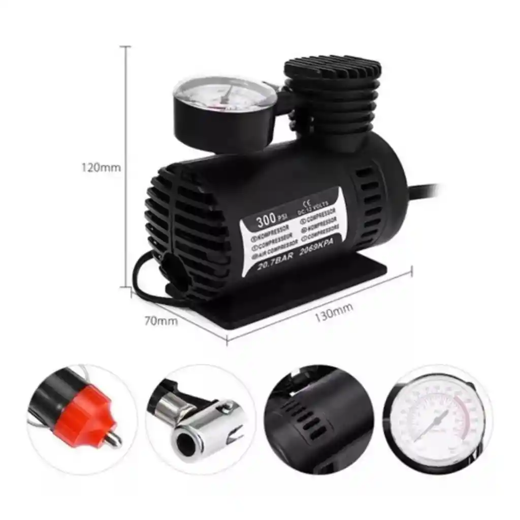 Compresor De Aire Automotriz – Compacto Y Eficiente (negro)