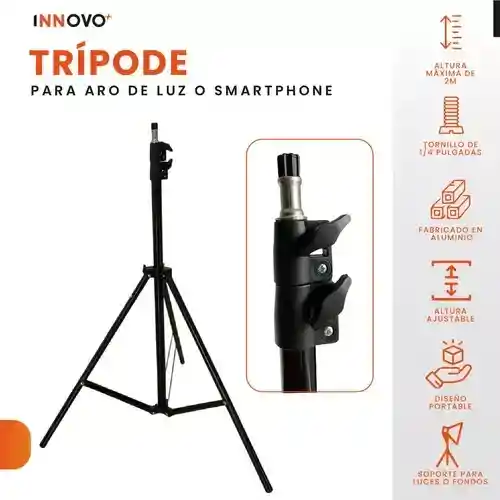 Trípode Universal Ajustable Hasta 2m Con Tornillo De 1/4 Metalico