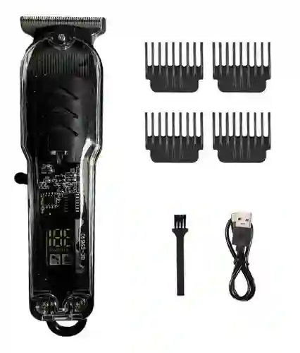Patillera Recargable Inalambrica Con Guías Diseño Trasparente Ergonomic Clipper Innovo