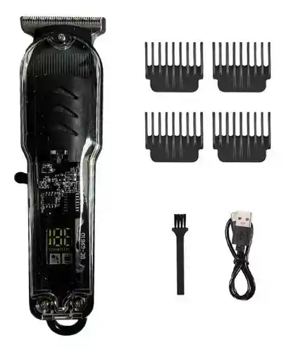 Patillera Recargable Inalambrica Con Guías Diseño Trasparente Ergonomic Clipper Innovo