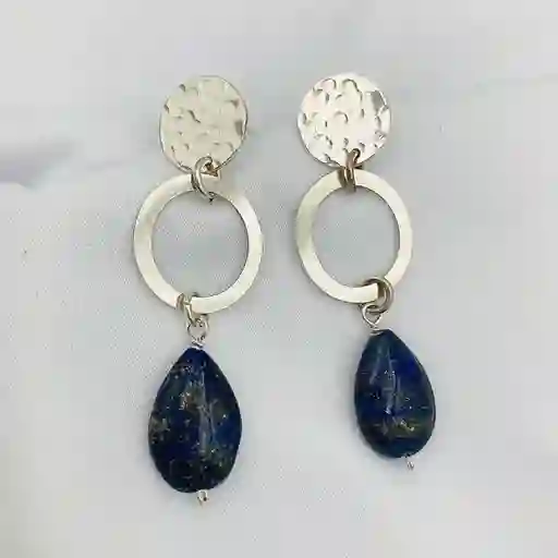 Aretes De Plata Con Piedra Lapislazuli