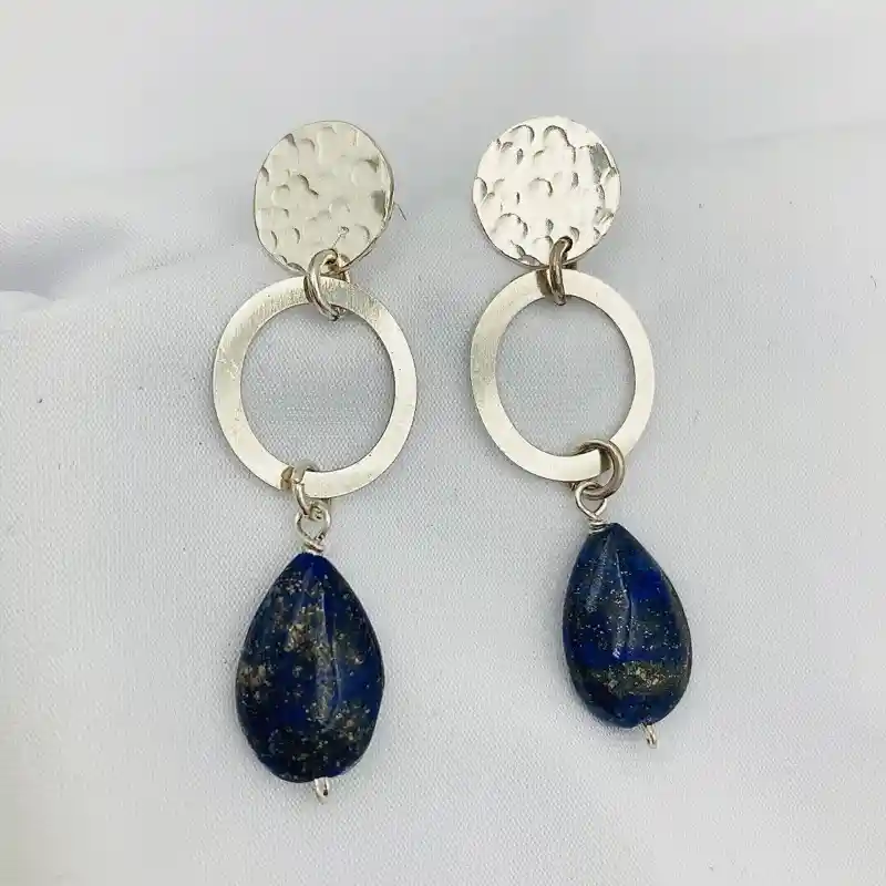 Aretes De Plata Con Piedra Lapislazuli