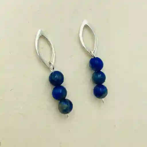 Aretes Pétalos De Plata Y Lapislazuli