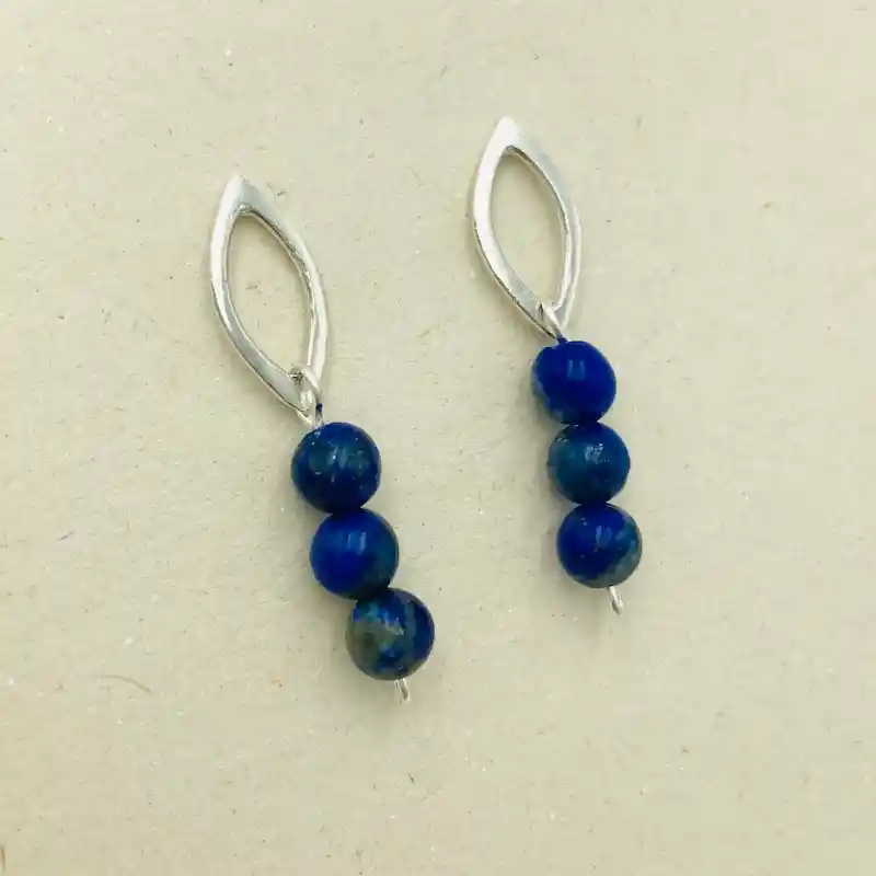 Aretes Pétalos De Plata Y Lapislazuli
