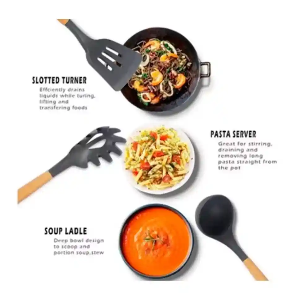 Set De 12 Cucharones De Cocina – Ideal Para Cocinar Y Servir