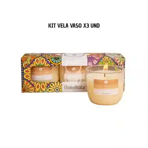 Kit Vela Vaso X 3 Und 9 X 18 Cm Iluminata
