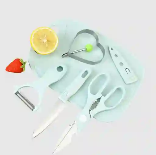 Juego De Cuchillos Y Tabla De Cortar Cocina 5 Piezas
