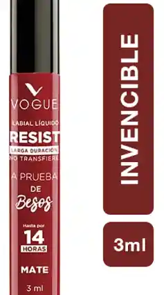 Vogue Labial Líquido A Prueba De Besos Tono Invencible