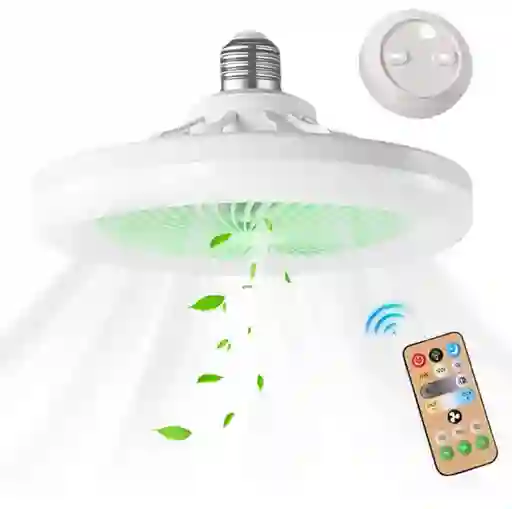 Ventilador De Techo E27 De 30 W Con Lámpara Y Control Remoto