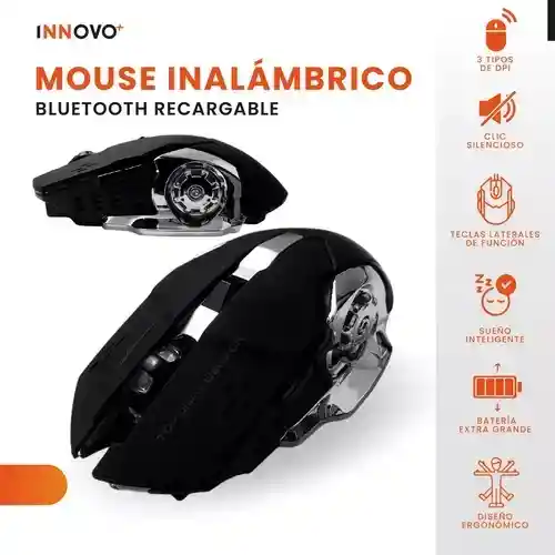 Mouse Gamer Inalambrico 6 Botones Black Edition Receptor Usb Con Luces Rgb