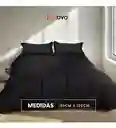 Edredon Cubrelecho Premium Negro Cama Doble Fundas Almohadas Innovo