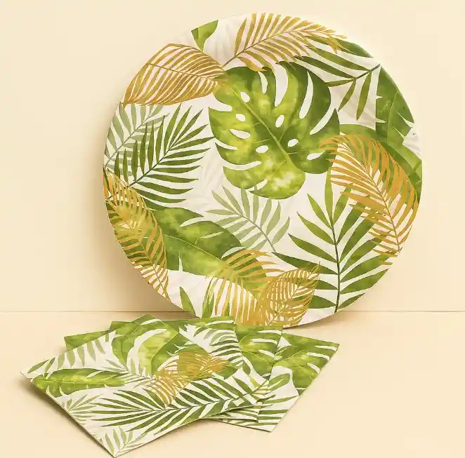 Set Platos,y Servilletas Sempertex Tropical X8 Unidades