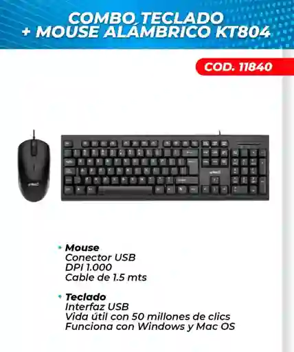 Combo Teclado Y Mouse Untiec Alambrico