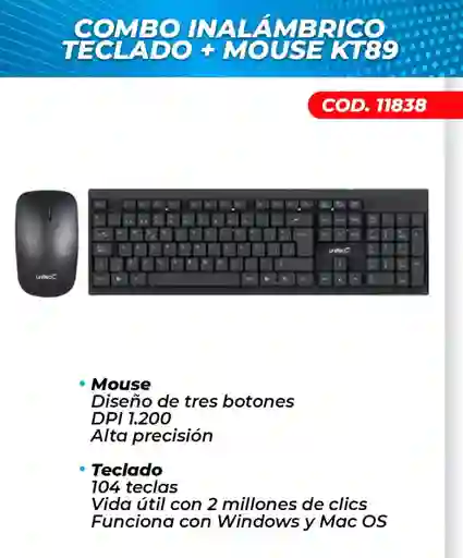 Combo Teclado Y Mouse Inalambrico Unitec