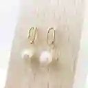 Aretes Óvalos Dorados Con Perlas