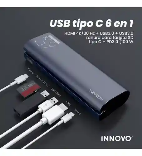 Power Bank Cargador Para Laptop Celulares 18.000 Mah 100w Con Multipuertos 6 En 1 Romoss