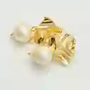 Aretes Textura Dorados Con Perlas