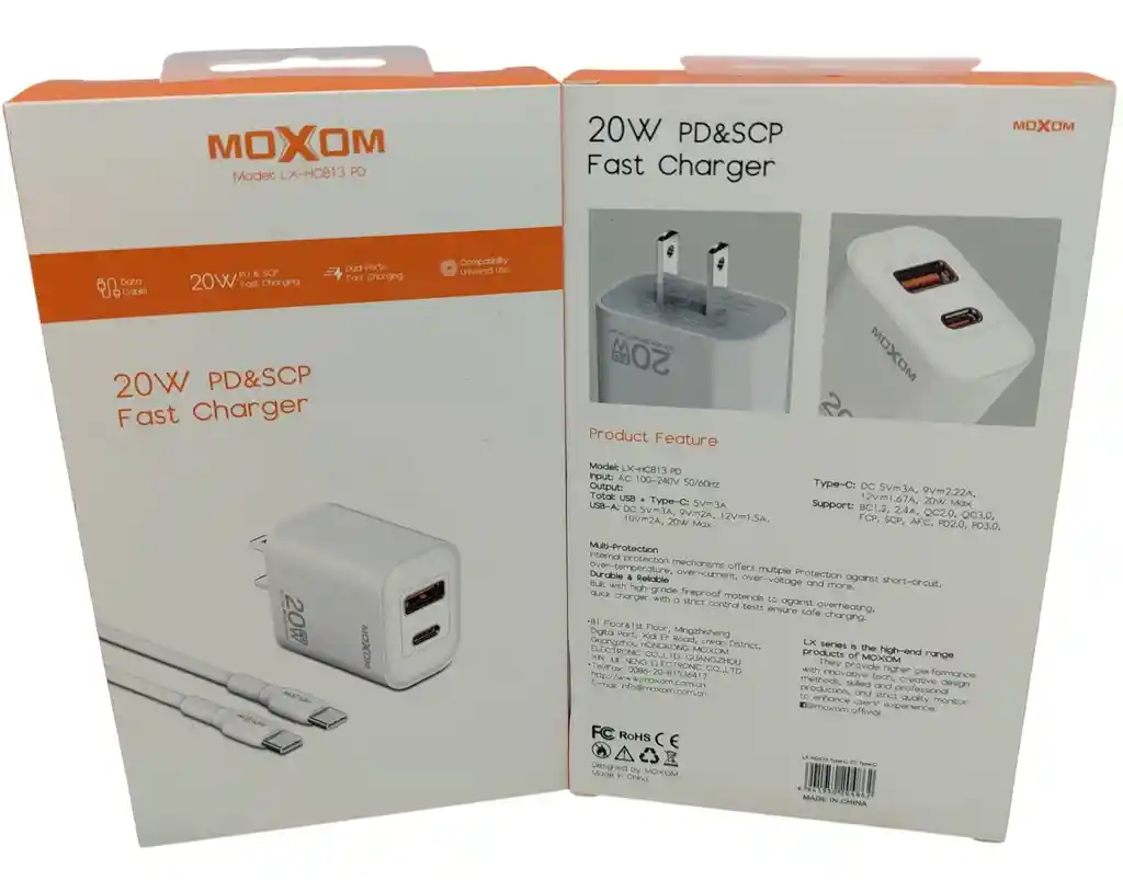 Cargador Tipo C Moxom 20w