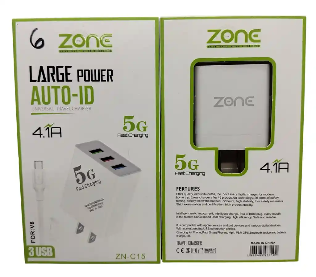 Cargador V8 Economico 3 Usb