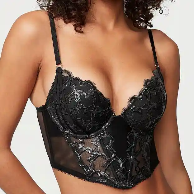 Top Corset Bordado Malla Y Corazones 34c Original
