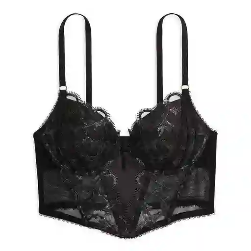 Top Corset Bordado Malla Y Corazones 34c Original