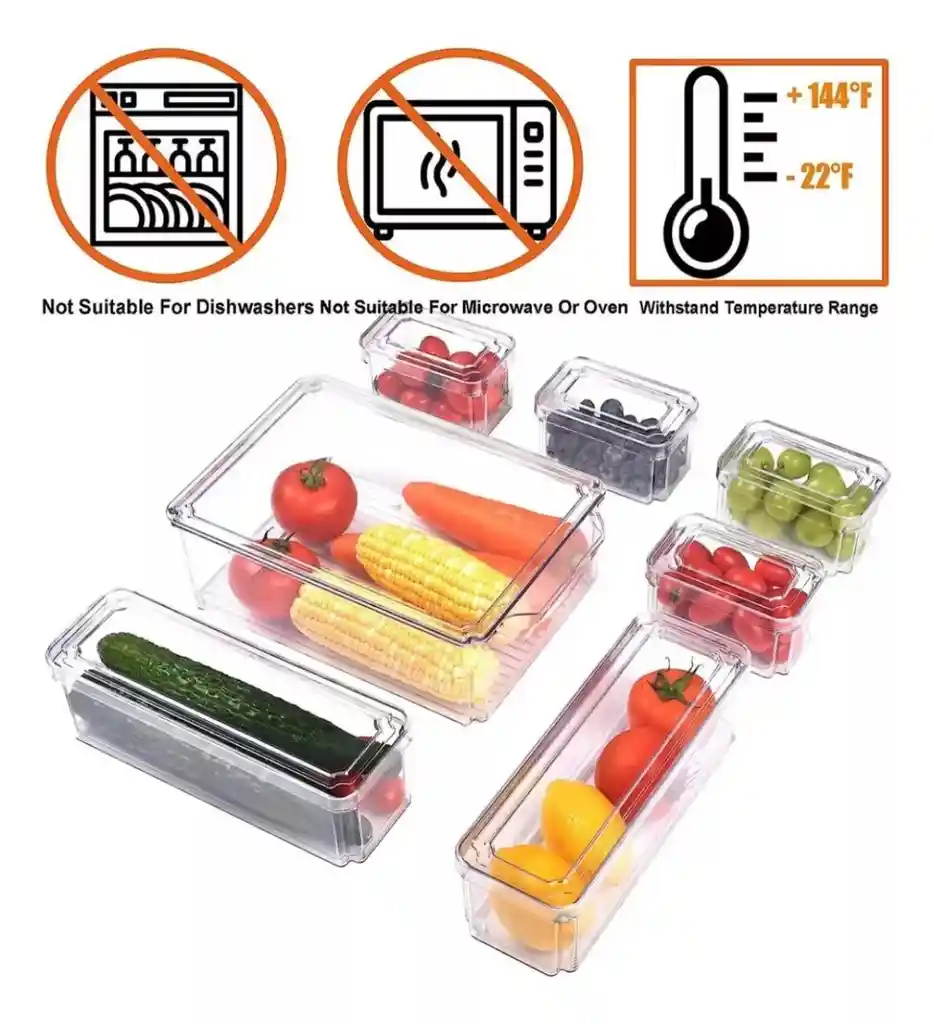 Organizadores Nevera Cocina Set 10 Contenedores Con Tapa