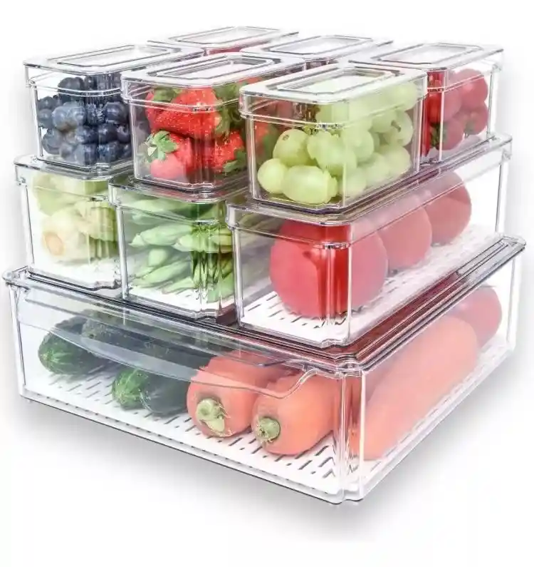 Organizadores Nevera Cocina Set 10 Contenedores Con Tapa