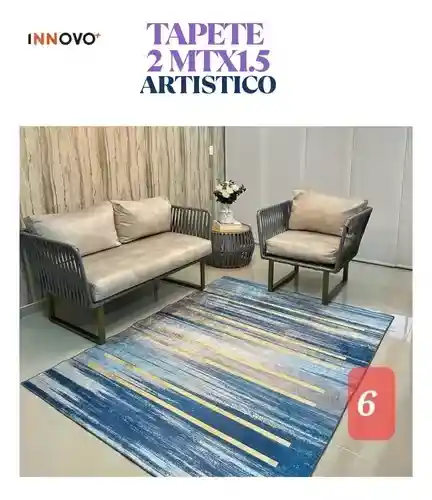 Tapete Decorativo Antideslizante Para Hogar Multicolor Six 2 Mt X 1.5 Mt Innovo