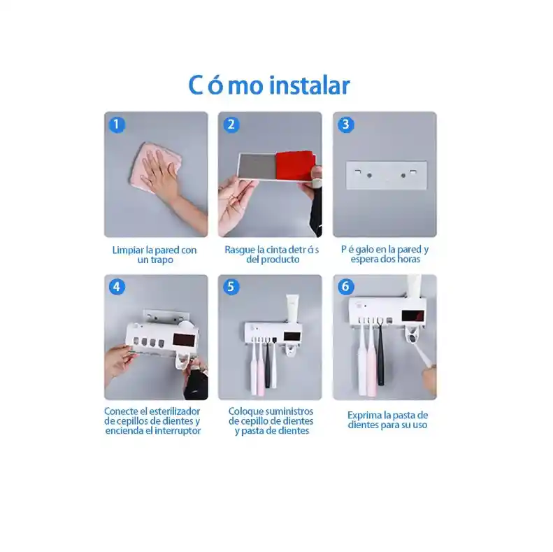 Soporte Cepillos De Dientes Dispensador Crema Dental Uv Ecuv