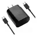 Cargador Samsung Tipo Original Super Fast Charger Carga Rápida Tipo C 25w Negro