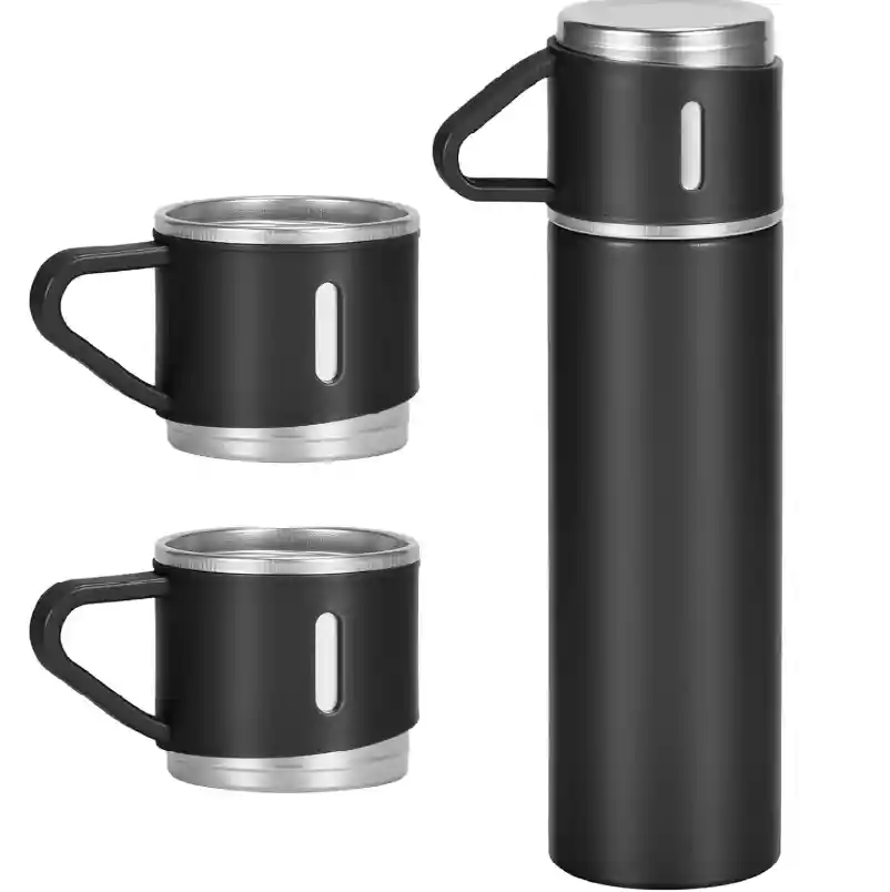 Termo De Acero Inoxidable 500ml Con Vasos Para Bebidas