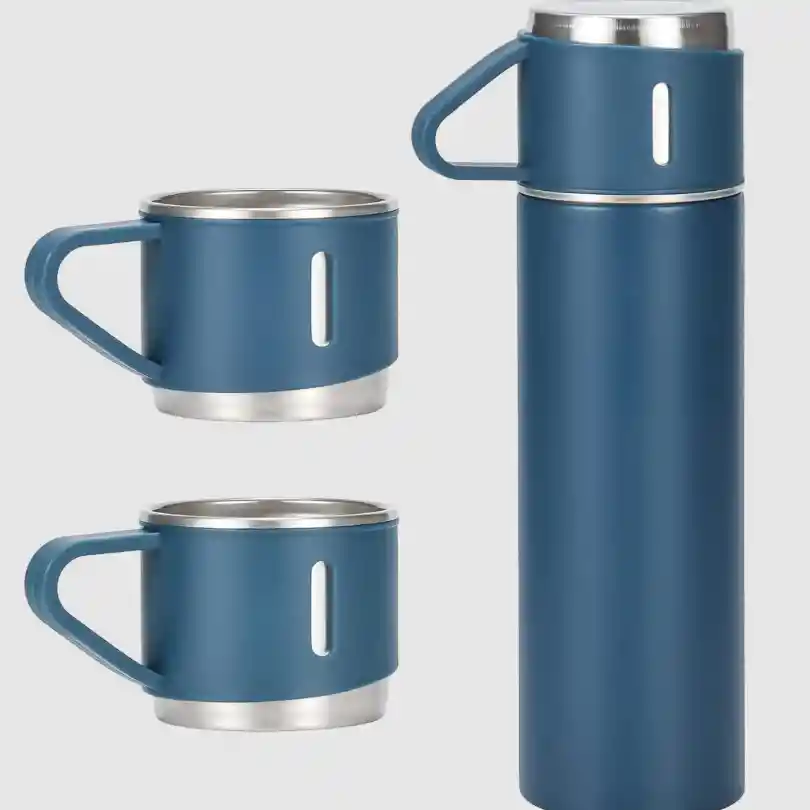 Termo De Acero Inoxidable 500ml Con Vasos Para Bebidas