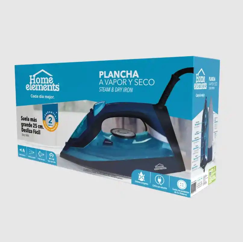 Nueva Plancha A Vapor Y Seco Antiadherente Home Elements